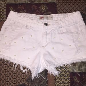 Pool Colors White Jean Shorts